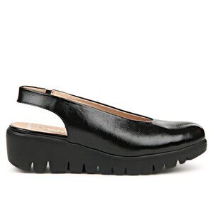Wonders Black Patent Leather Slingback Wedge Size 40 (US 9.5-10)